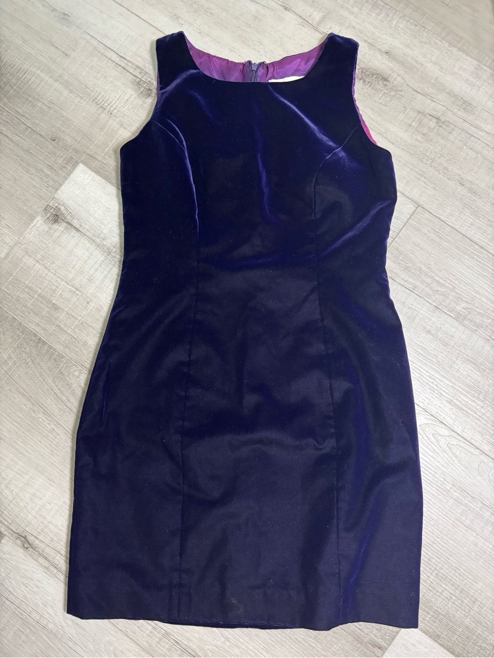 Hugo Buscati Sleeveless Velvet Mini Dress in Deep Purple w/ Purple Lining Sz 4P